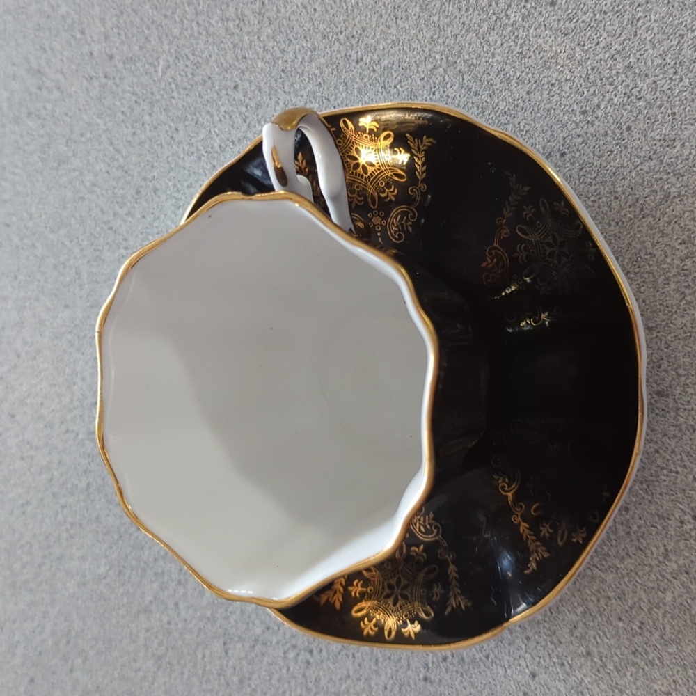 Antique, Royal Grafton Fine Bone China, England - Gilded Teacup & Saucer